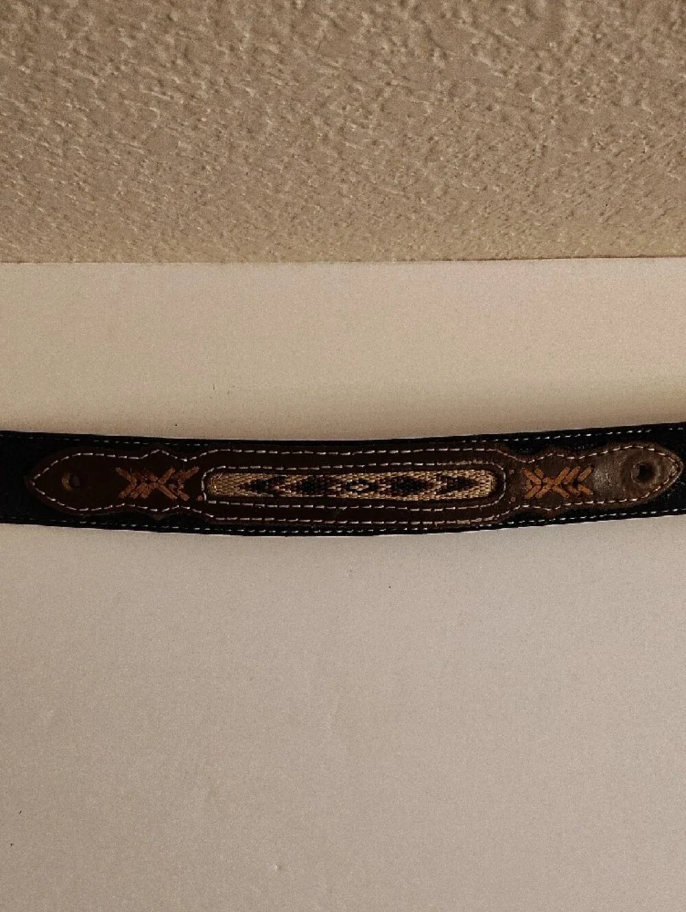 Vintage Kids Brown Leather Belt with Embroidered Detail BPD